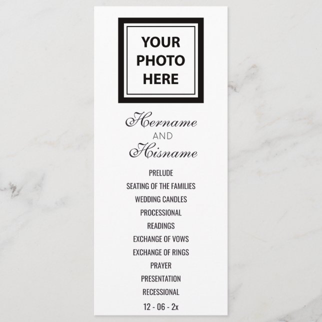 Upload Picture Photo & Add Text – Wedding Party Programme (Front)