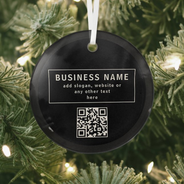 Upload QR code or Logo | Modern Black Glass Tree Decoration (Insitu)