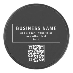 Upload QR code or Logo Modern Black Hockey Puck