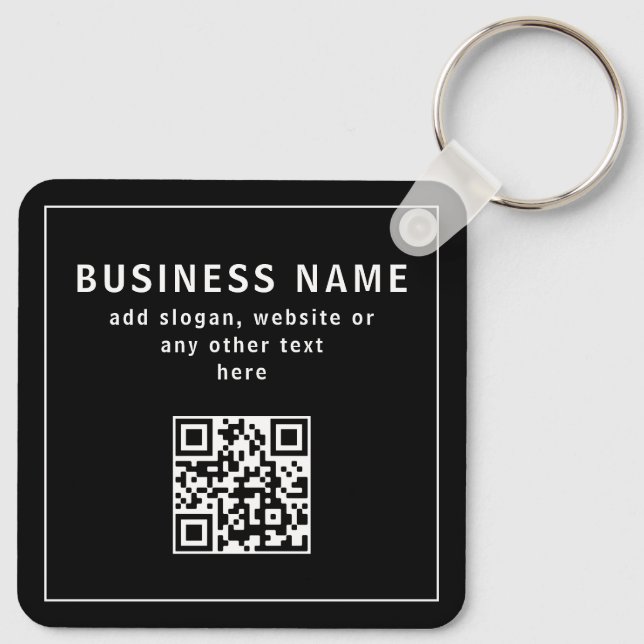 Upload QR code or Logo | Modern Black Key Ring (Back)