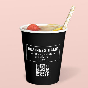 Upload QR code or Logo   Modern Black Paper Cups