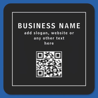 Upload QR code or Logo | Modern Black Square Sticker
