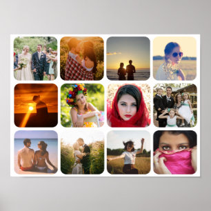 Upload twelve photos white background poster