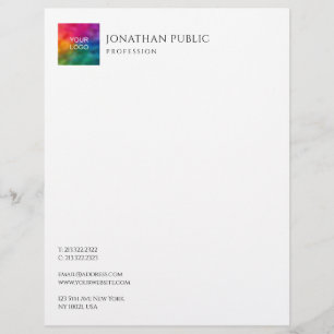 Upload Your Business Company Logo Modern Simple Custom Letterhead