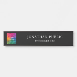 Upload Your Business Logo Custom Name Chic Black Door Sign