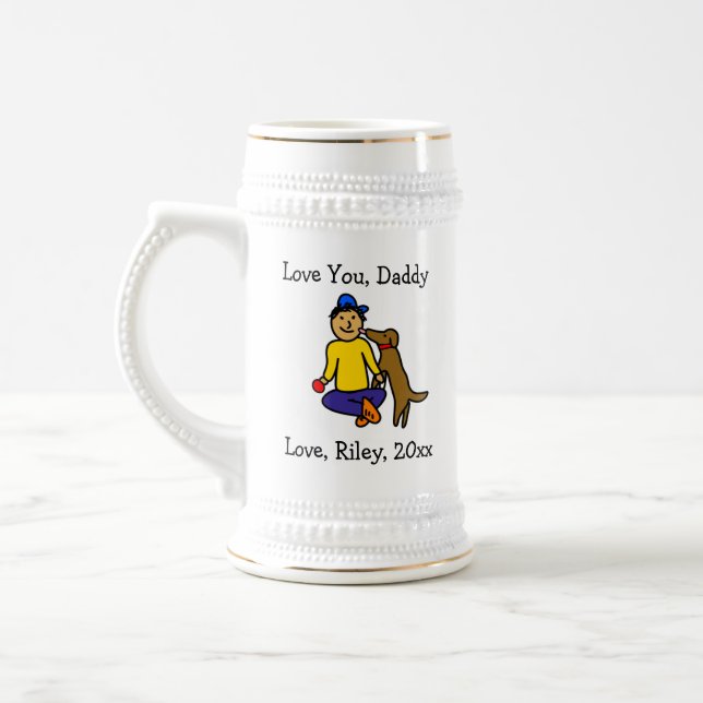 Upload Your Child's Artwork | Cute Father's Day  Beer Stein (Left)