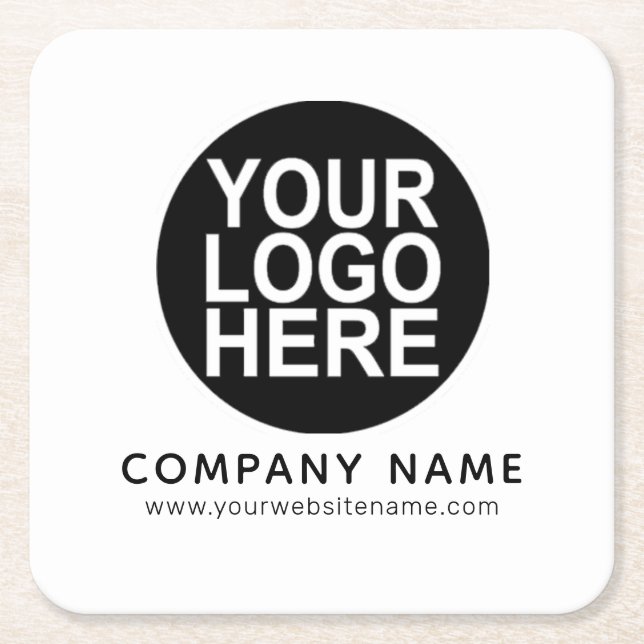 Upload Your Company Logo Square Paper Coaster (Front)