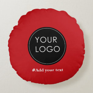 Upload Your Custom Business Logo To Holiday Red Round Cushion