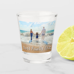 Upload Your Family Photo Shot Glass Gift with Text