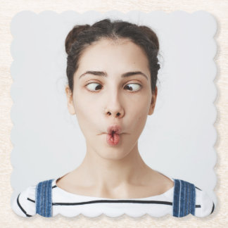 Upload Your Funny Face Photo Selfie Paper Coaster