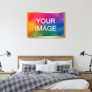 Upload Your Image Photo Logo on Gold Background Canvas Print