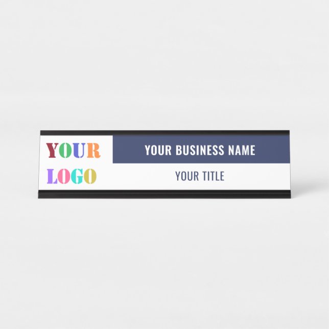 Upload Your Logo Add Name Desk Name Plate Example (Front)
