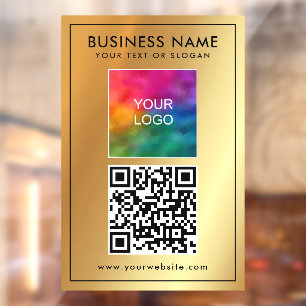 Upload Your Logo Add Text QR Code Template Gold