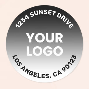 Upload Your Logo   Black & White Gradient Ombre Classic Round Sticker
