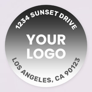 Upload Your Logo Black & White Gradient Ombre Classic Round Sticker