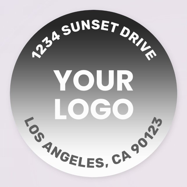 Upload Your Logo | Black & White Gradient Ombre Classic Round Sticker (Creator Uploaded)