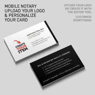 Upload Your Logo Custom Mobile Notary DIY Editable Business Card