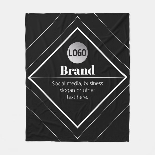 Upload Your Logo & Customisable Text Design Fleece Blanket (Front)