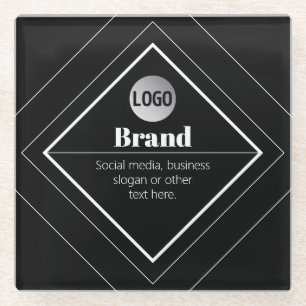 Upload Your Logo & Customisable Text Design Glass Coaster