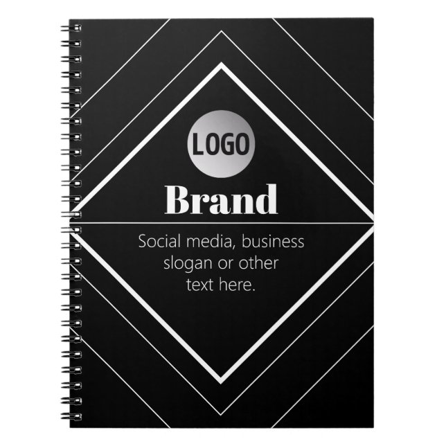 Upload Your Logo & Customisable Text Design Notebook (Front)