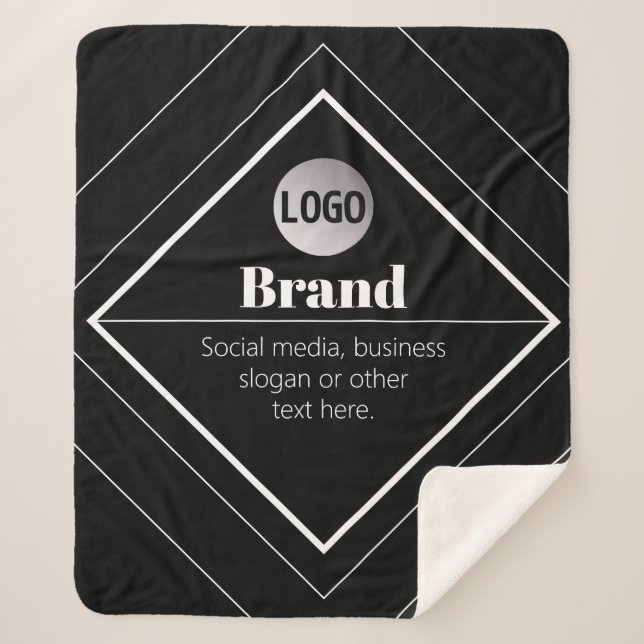 Upload Your Logo & Customisable Text Design Sherpa Blanket (Front)