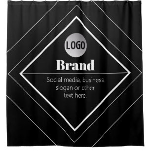 Upload Your Logo & Customisable Text Design Shower Curtain