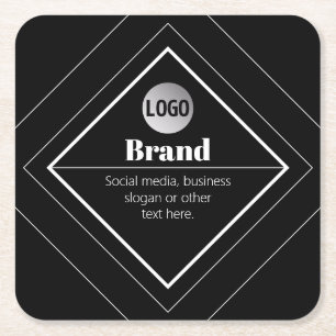 Upload Your Logo & Customisable Text Design Square Paper Coaster