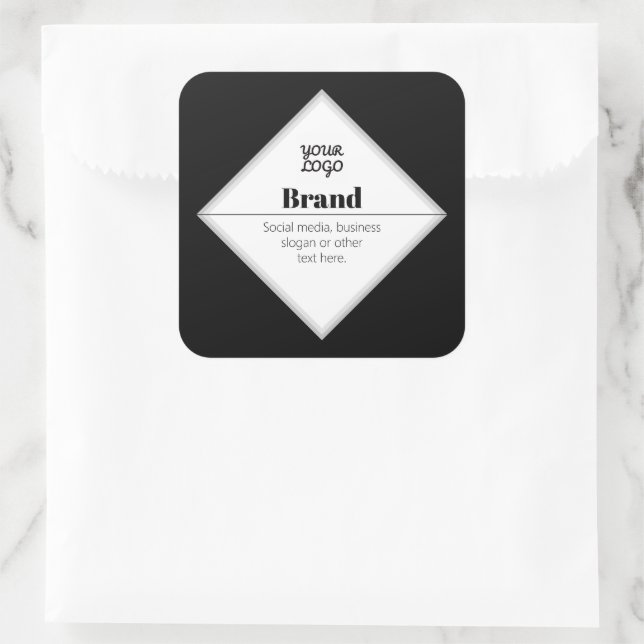 Upload Your Logo & Customisable Text Design Square Sticker (Bag)