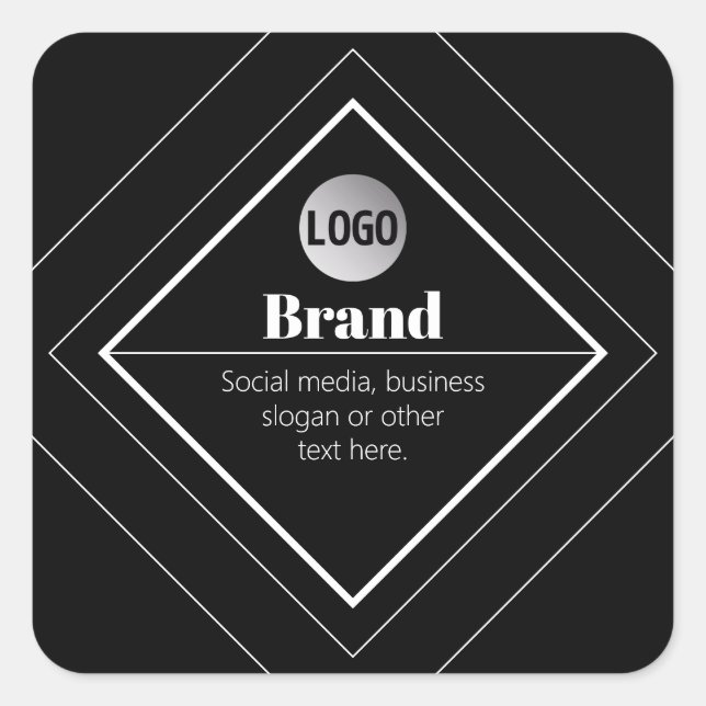 Upload Your Logo & Customisable Text Design Square Sticker (Front)