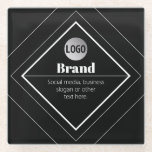 Upload Your Logo & Customizable Text Design Glass Coaster<br><div class="desc">Customizable modern design with your own logo.</div>