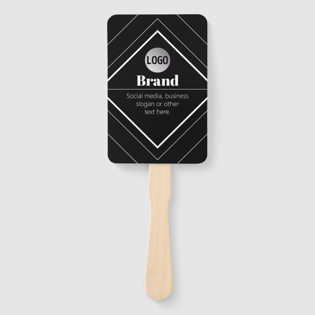 Upload Your Logo & Customizable Text Design Hand Fan (Front)