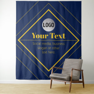 Upload Your Logo & Customizable Text Design Tapestry