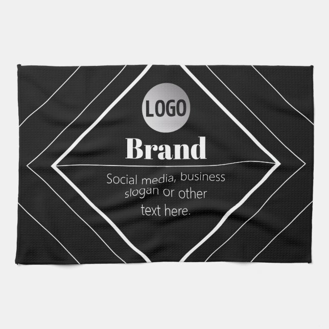 Upload Your Logo & Customizable Text Design Tea Towel (Horizontal)