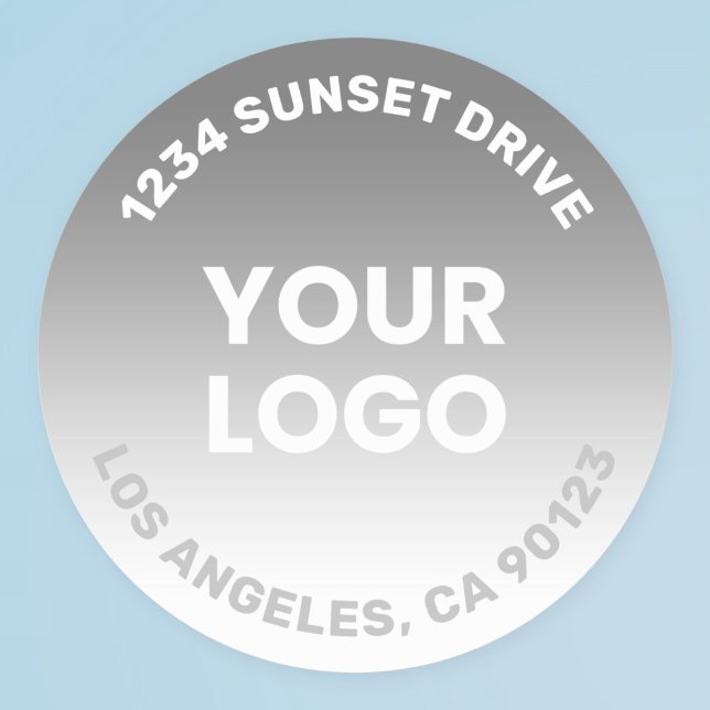 Upload Your Logo | Grey & White Gradient Ombre Classic Round Sticker (Creator Uploaded)
