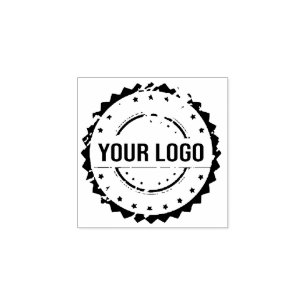 Upload Your Logo, Square Round Business Logo Rubber Stamp