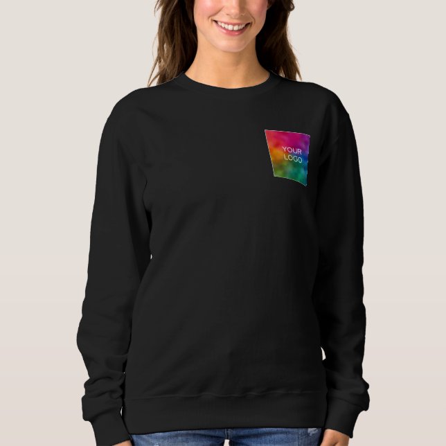 Upload Your Logo to Womens Black Elegant Modern Sweatshirt (Front)