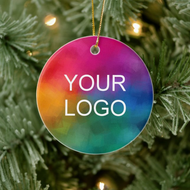 Upload Your Own Business Company Logo to Circle Ceramic Tree Decoration (Tree)