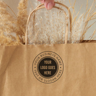 Upload Your Own Logo Round Company Name & Slogan Rubber Stamp