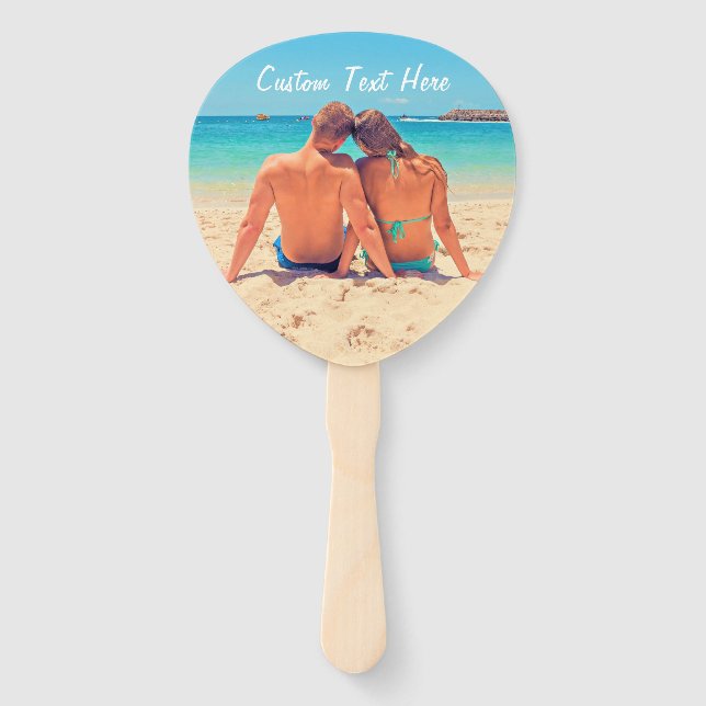 Upload Your Own Photo Hand Fans Add Custom Text (Front)