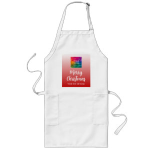 Upload Your Own Photo Mens Womens Merry Christmas Long Apron