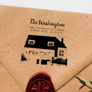 Upload Your Own Photo of Your House Return Address Self-inking Stamp