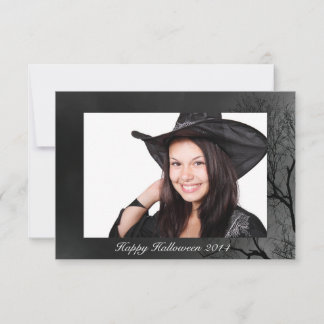 Upload Your Own Photo Spooky Halloween Tree Border Card