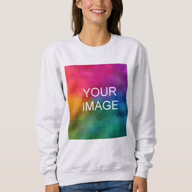 Upload Your Own Photo to Womens Modern Ash Grey Sweatshirt (Front)