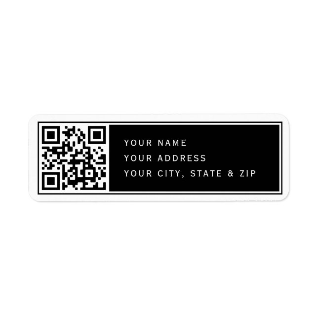 Upload Your Own QR code | b&w Return Address (Front)