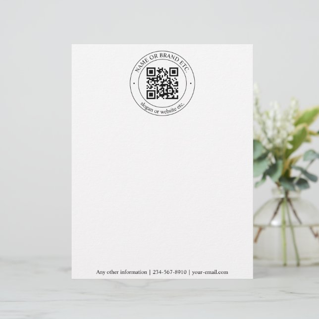 Upload Your Own QR Code & Customisable Text Custom Letterhead (Standing Front)