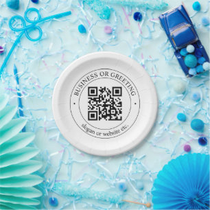 Upload Your Own QR Code & Customisable Text Paper Plate