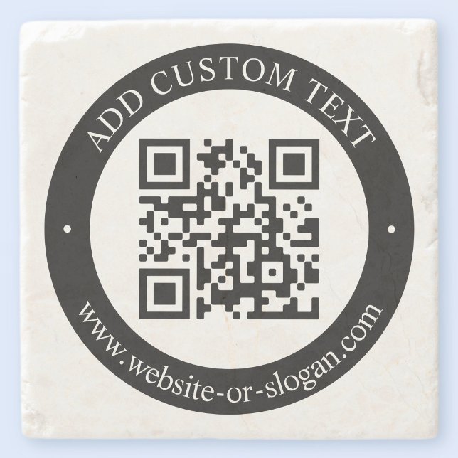 Upload Your Own QR Code & Customisable Text Stone Coaster (Creator Uploaded)