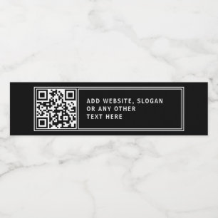 Upload your own QR code & Customisable Text Water Bottle Label