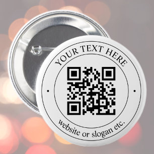 Upload Your Own QR Code & Customizable Text 6 Cm Round Badge