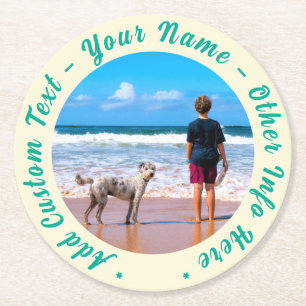 Upload Your Pet Dod Photo Paper Coasters Add Text